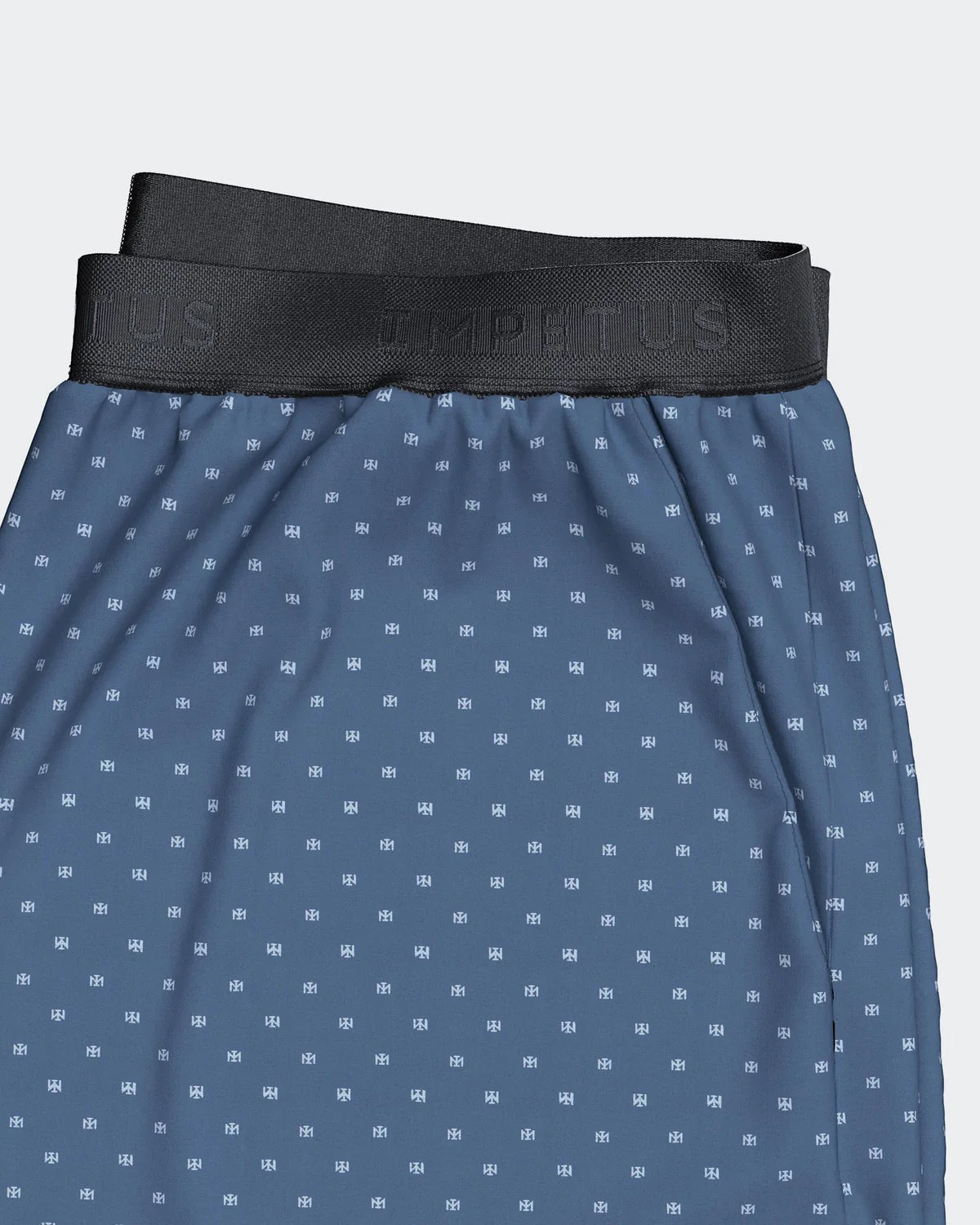 Maison Sarava blue 100% cotton men's loungewear set with geometric print shorts and plain t-shirt.