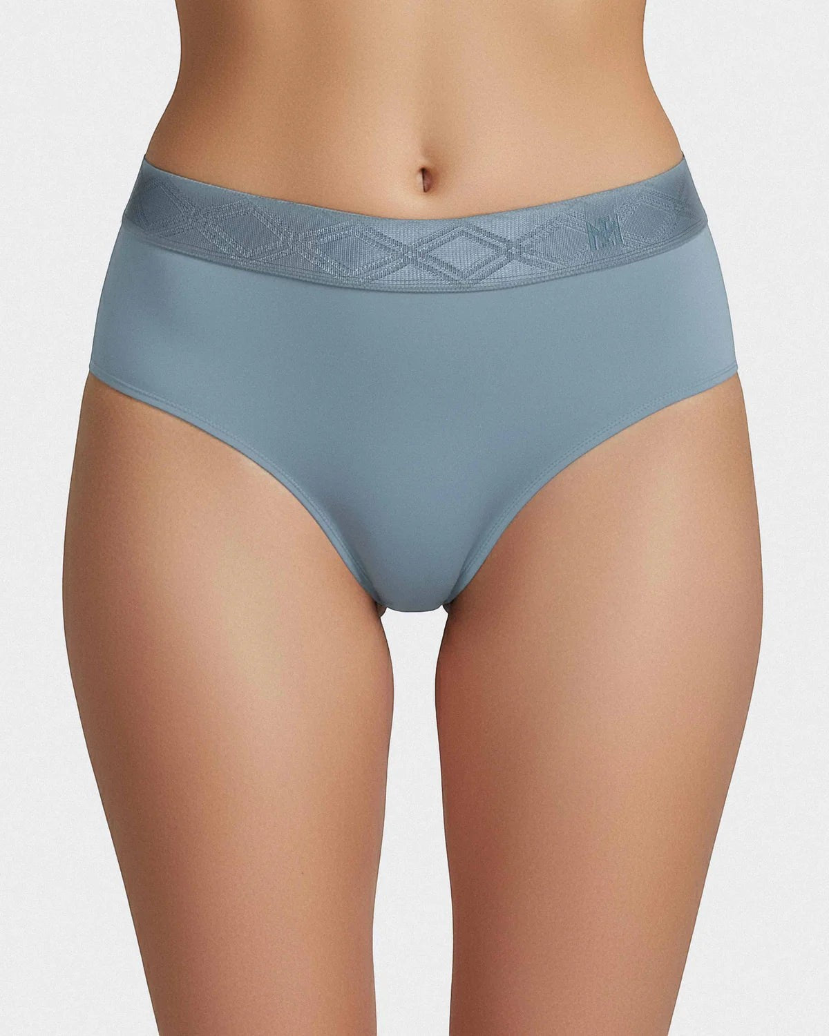Maison Sarava women's blue thong underwear made from soft, breathable Lyocell with a satin elasticated waistband.