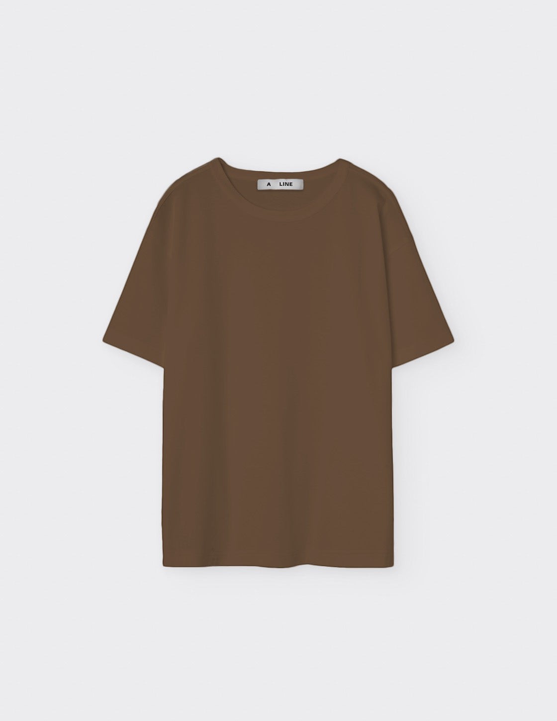 Maison Sarava men's brown mercerized cotton t-shirt with round neckline and relaxed fit.