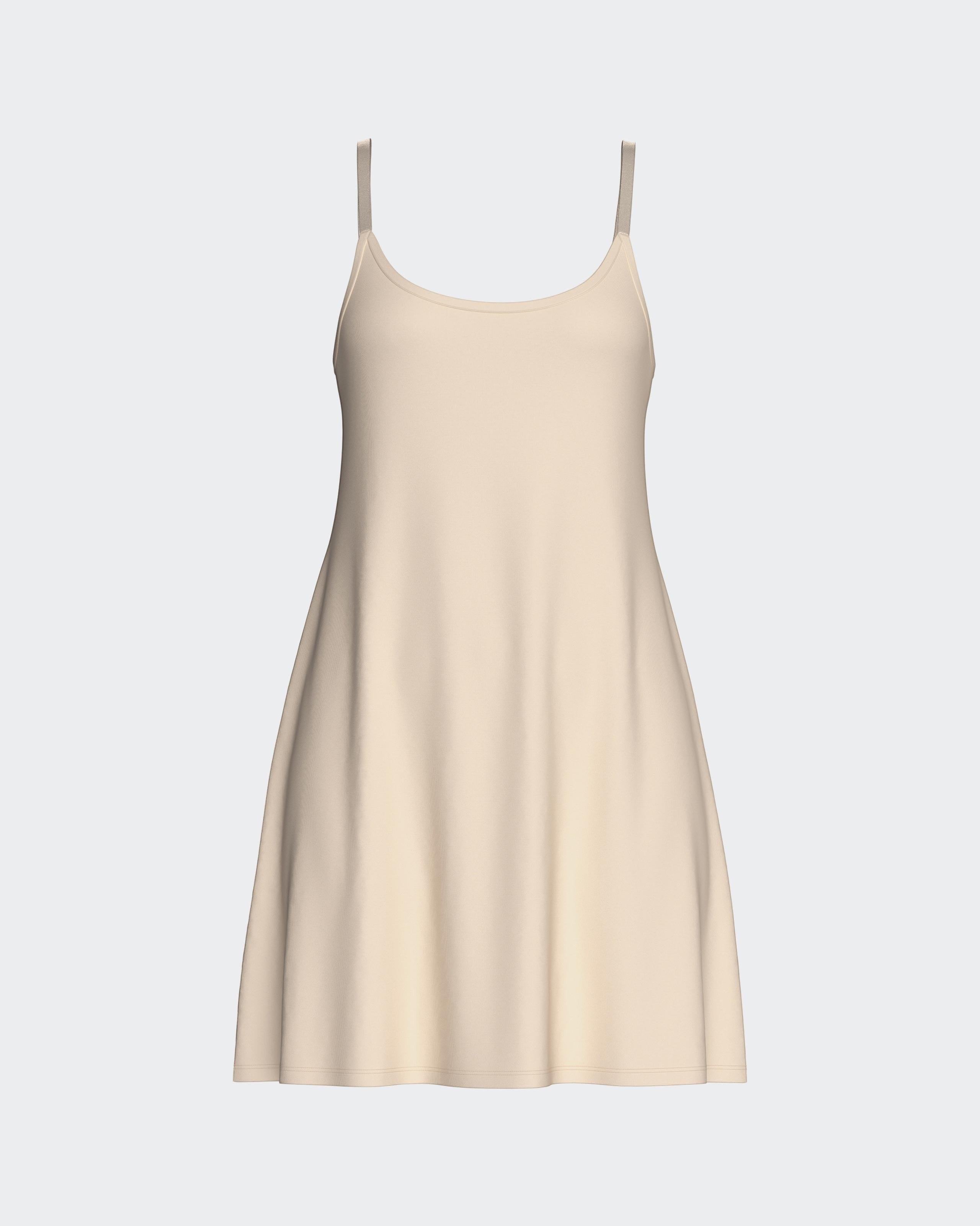 Maison Sarava women's cream V-neck nightdress with adjustable straps, made from TENCEL™ Lyocell.
