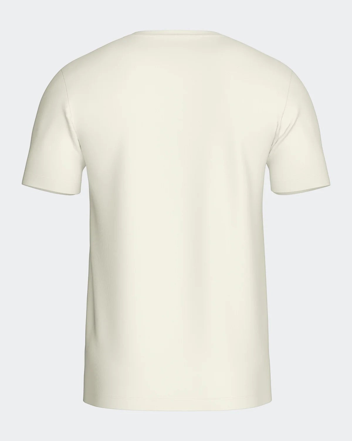 Maison Sarava men's short-sleeved cream wool t-shirt with round neck. Made from Merino wool and Lyocell.