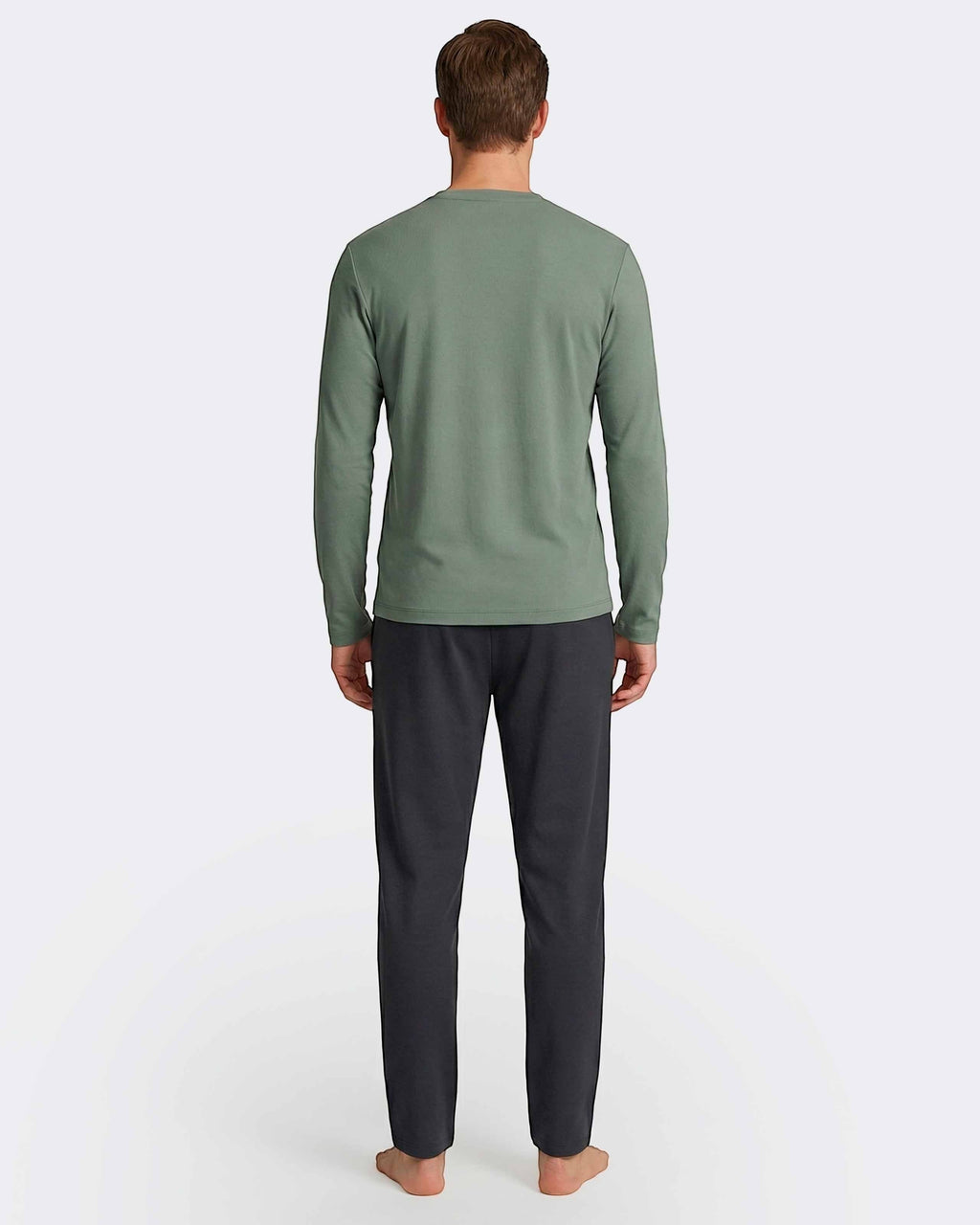 Maison Sarava men's dark grey cotton lounge pants with a relaxed fit and drawstring waist.