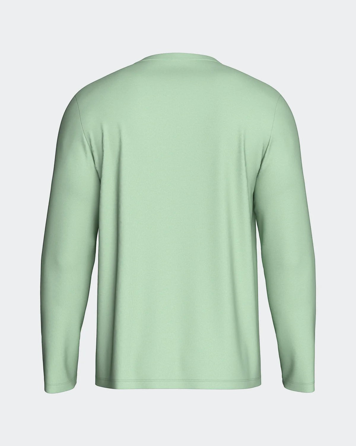 Maison Sarava light green long sleeve V-neck top with subtle chest embroidery, made from cotton and TENCEL Modal.