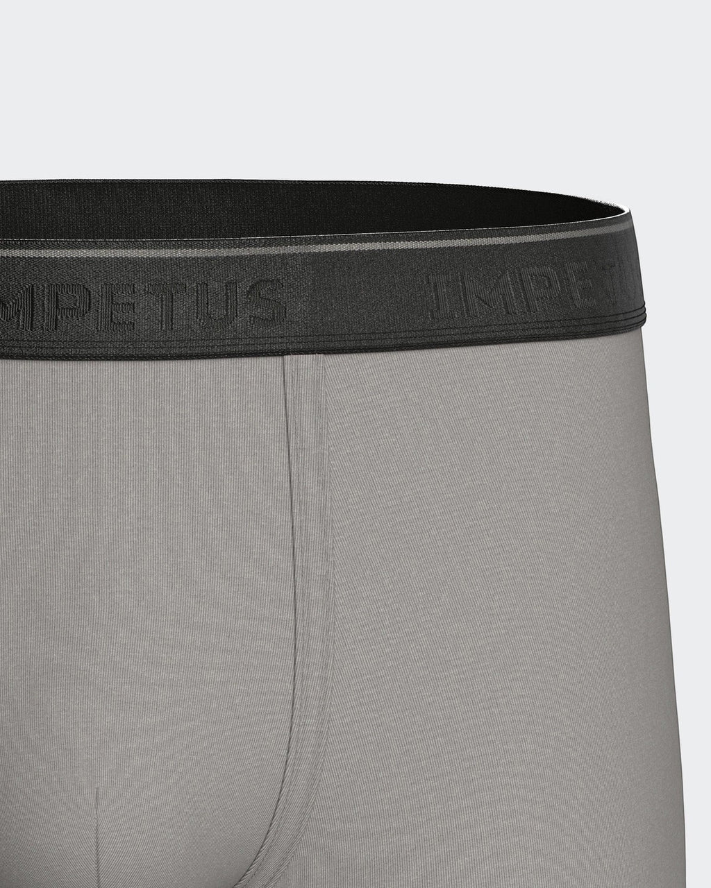 Maison Sarava grey cotton blend boxer briefs with black elastic waistband featuring subtle branding.