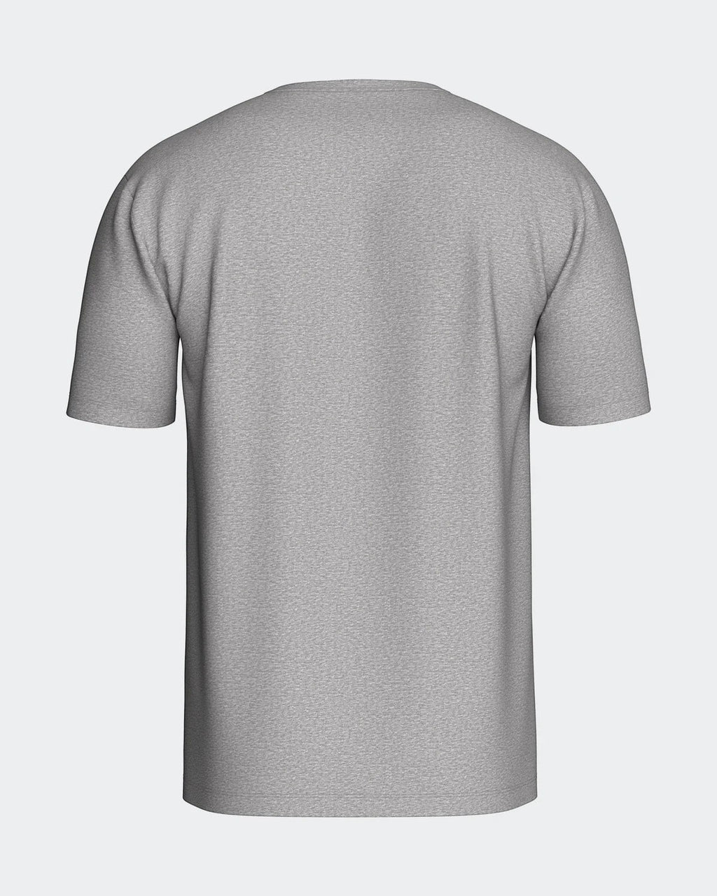 Maison Sarava grey cotton classic crew neck t-shirt, back view. Soft, breathable fabric for everyday comfort.