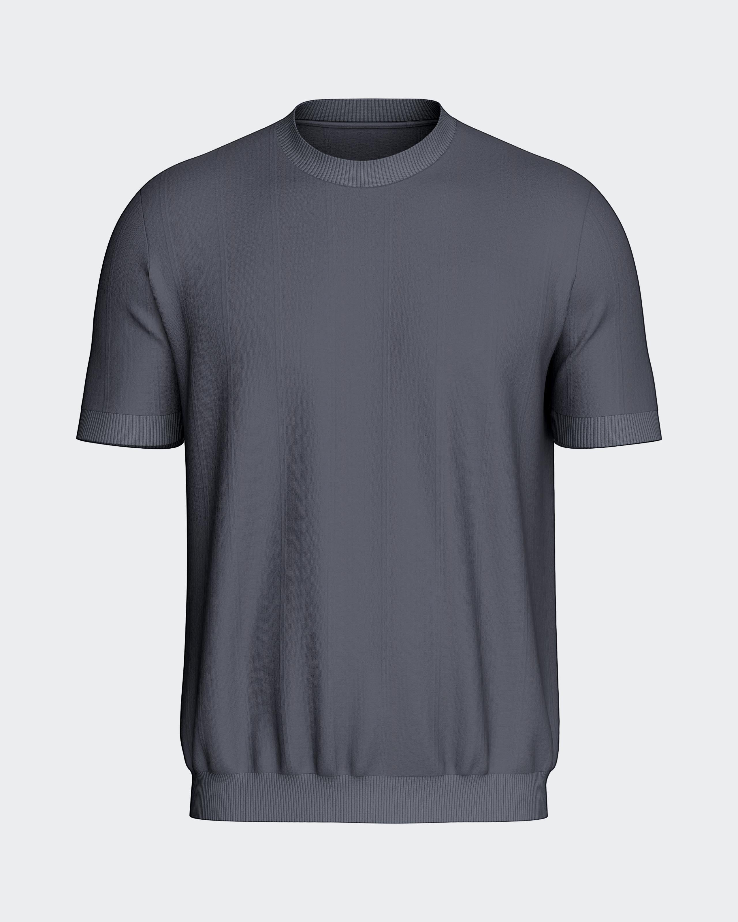 Maison Sarava men's dark grey short-sleeved t-shirt in Lyocell with a ribbed crew neck and hem.