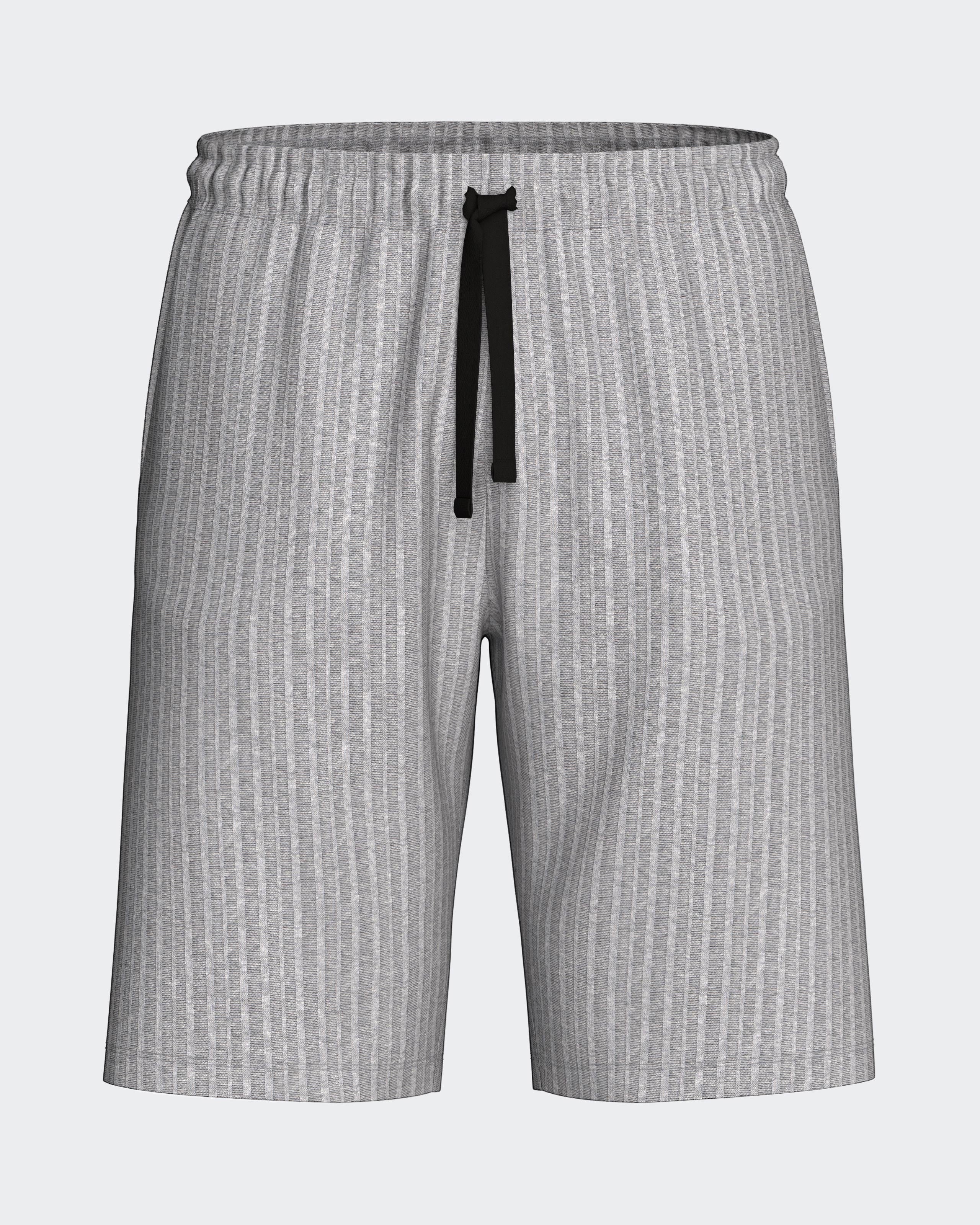 Maison Sarava men's light grey ribbed bermuda shorts with drawstring and modern fit. Made in Portugal.