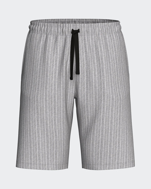 Maison Sarava men's light grey ribbed bermuda shorts with drawstring and modern fit. Made in Portugal.