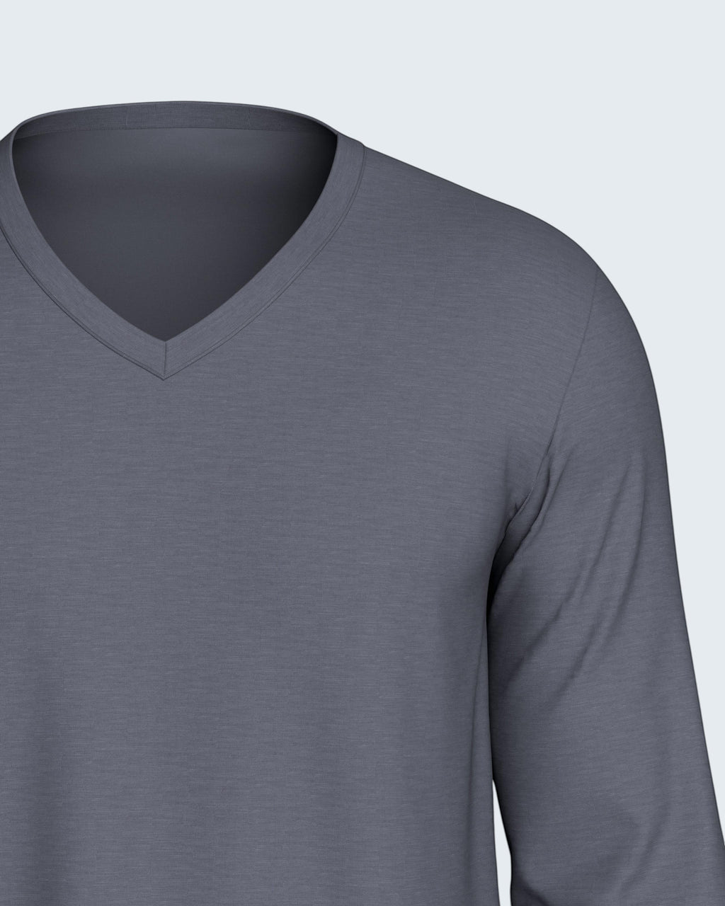 Maison Sarava grey long sleeve v-neck pajama top made from soft, breathable fabric.