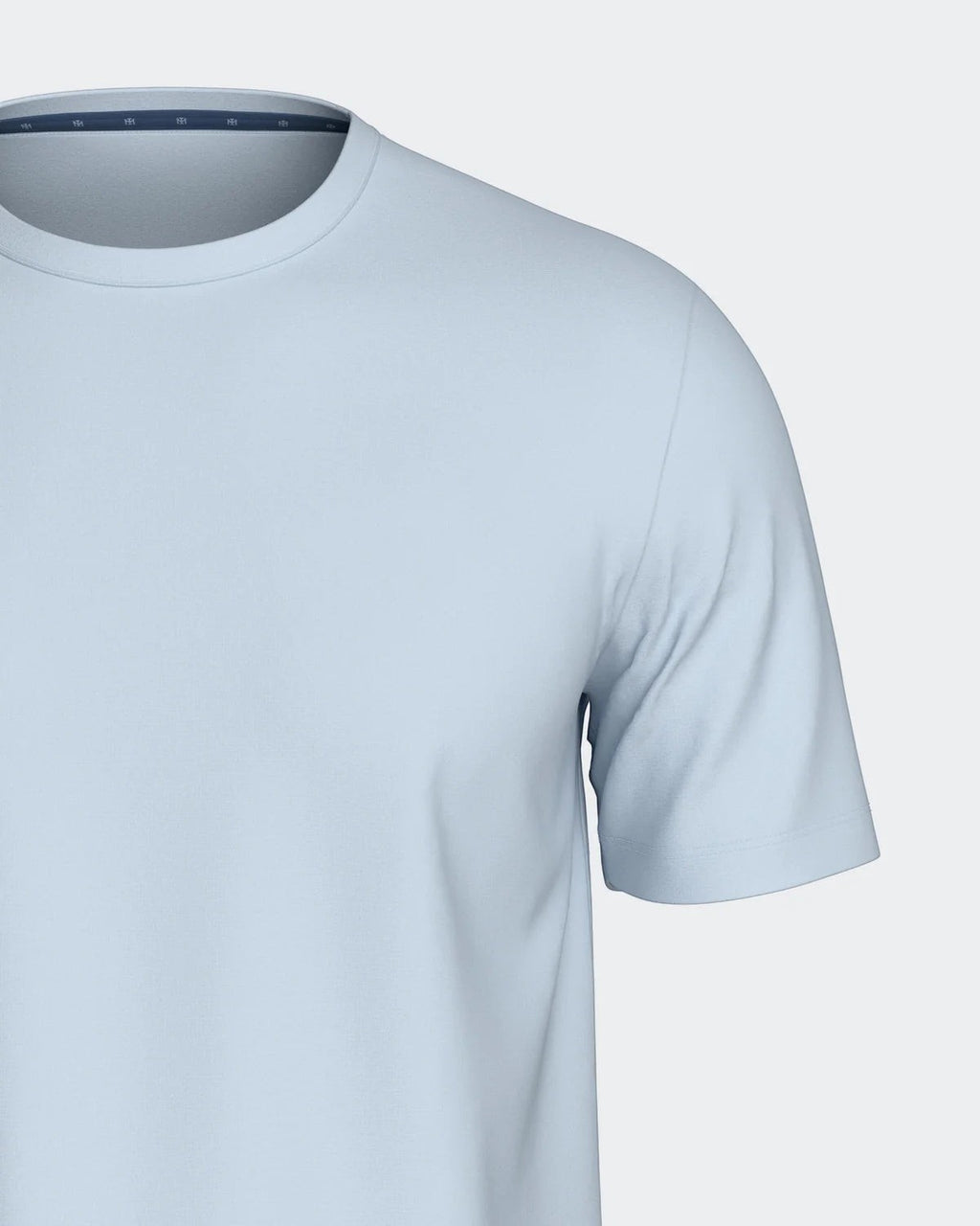 Maison Sarava light blue 100% cotton short sleeve t-shirt with round neckline, part of a lounge set.