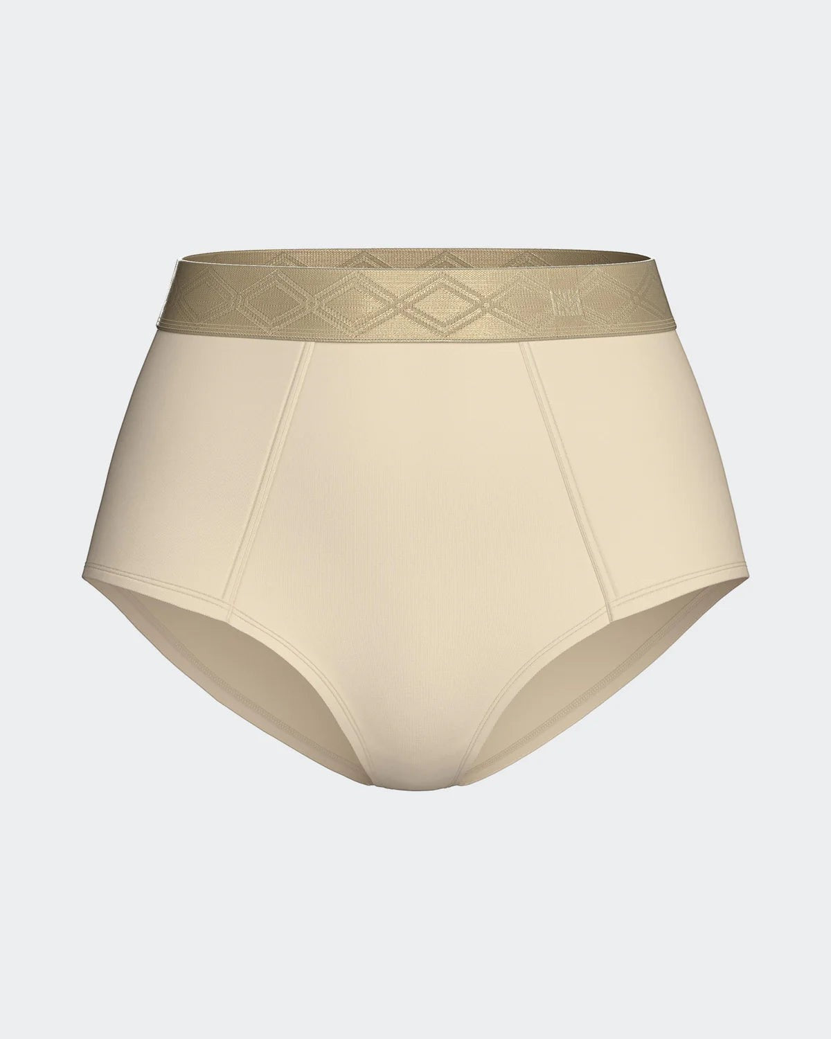 Maison Sarava high-waisted briefs in pale yellow Lyocell with a decorative satin elastic waistband.
