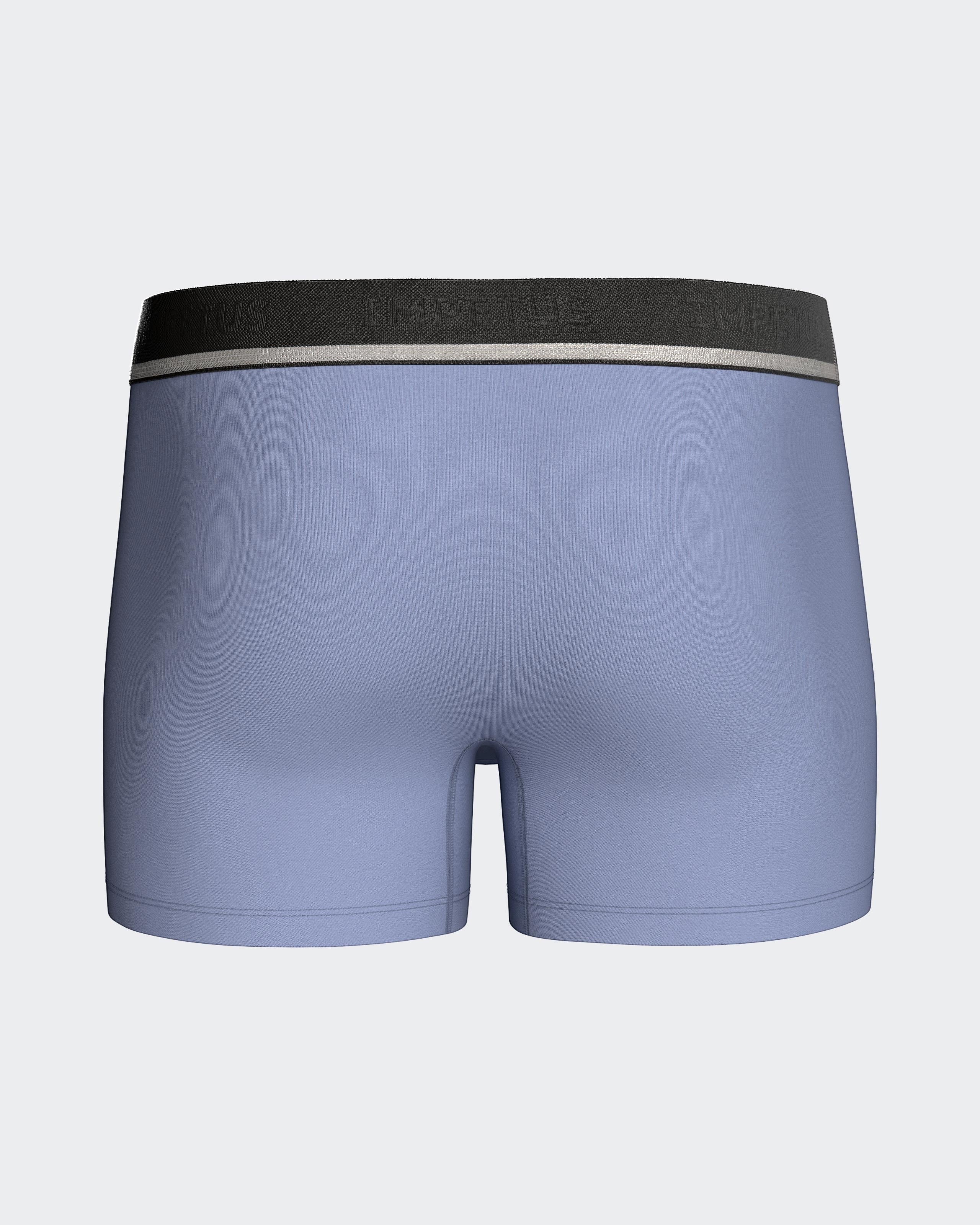 Maison Sarava men's light blue cotton stretch boxer with elastic knit waistband.