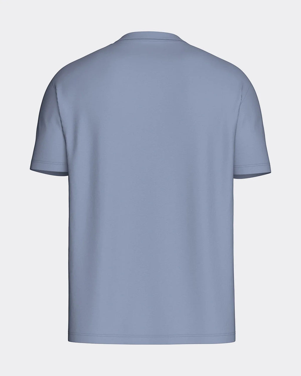 Maison Sarava men's light blue cotton t-shirt with round neckline and Impetus embroidery on chest.