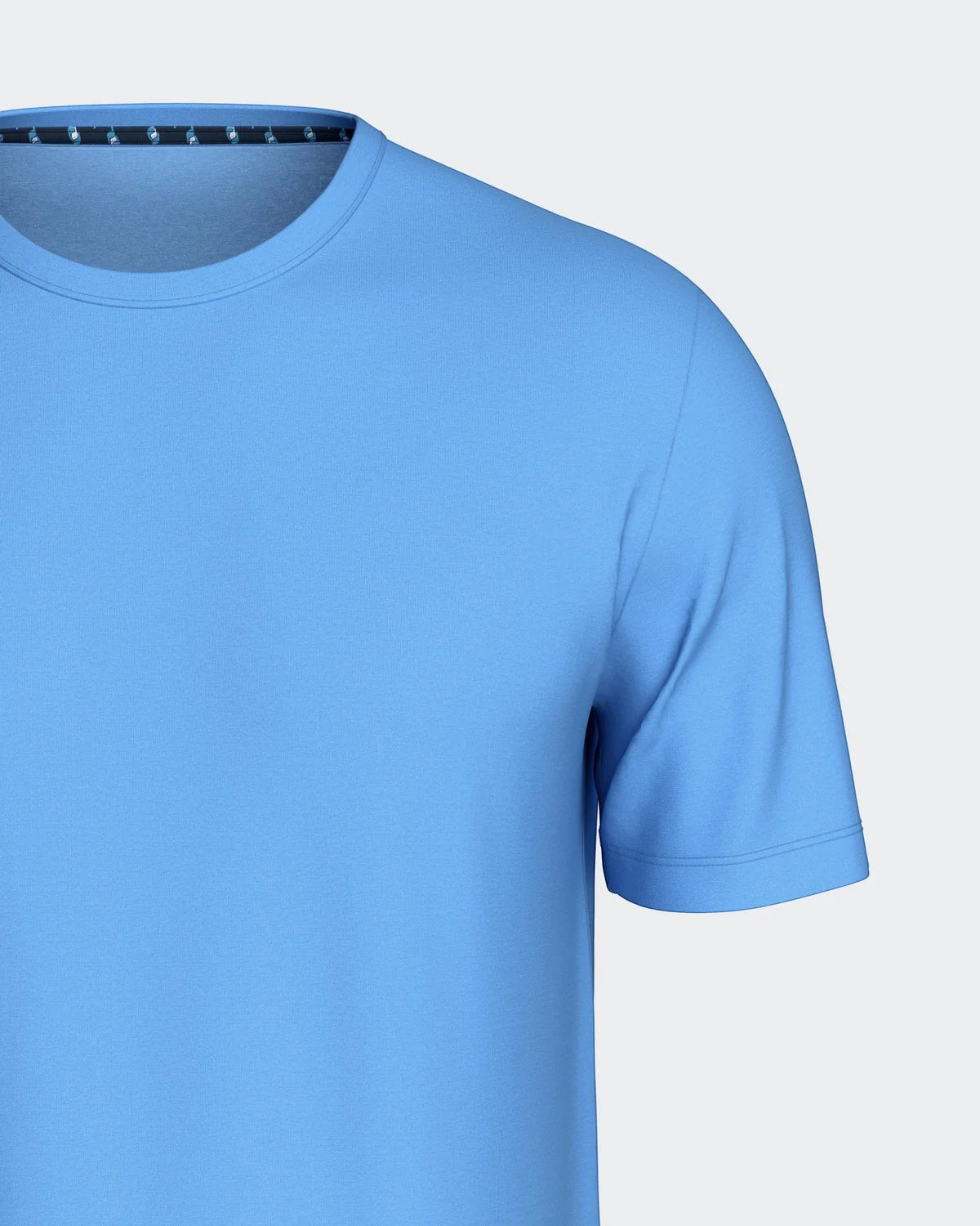 Maison Sarava men's light blue 100% cotton short sleeve t-shirt with round neckline, part of a lounge set.