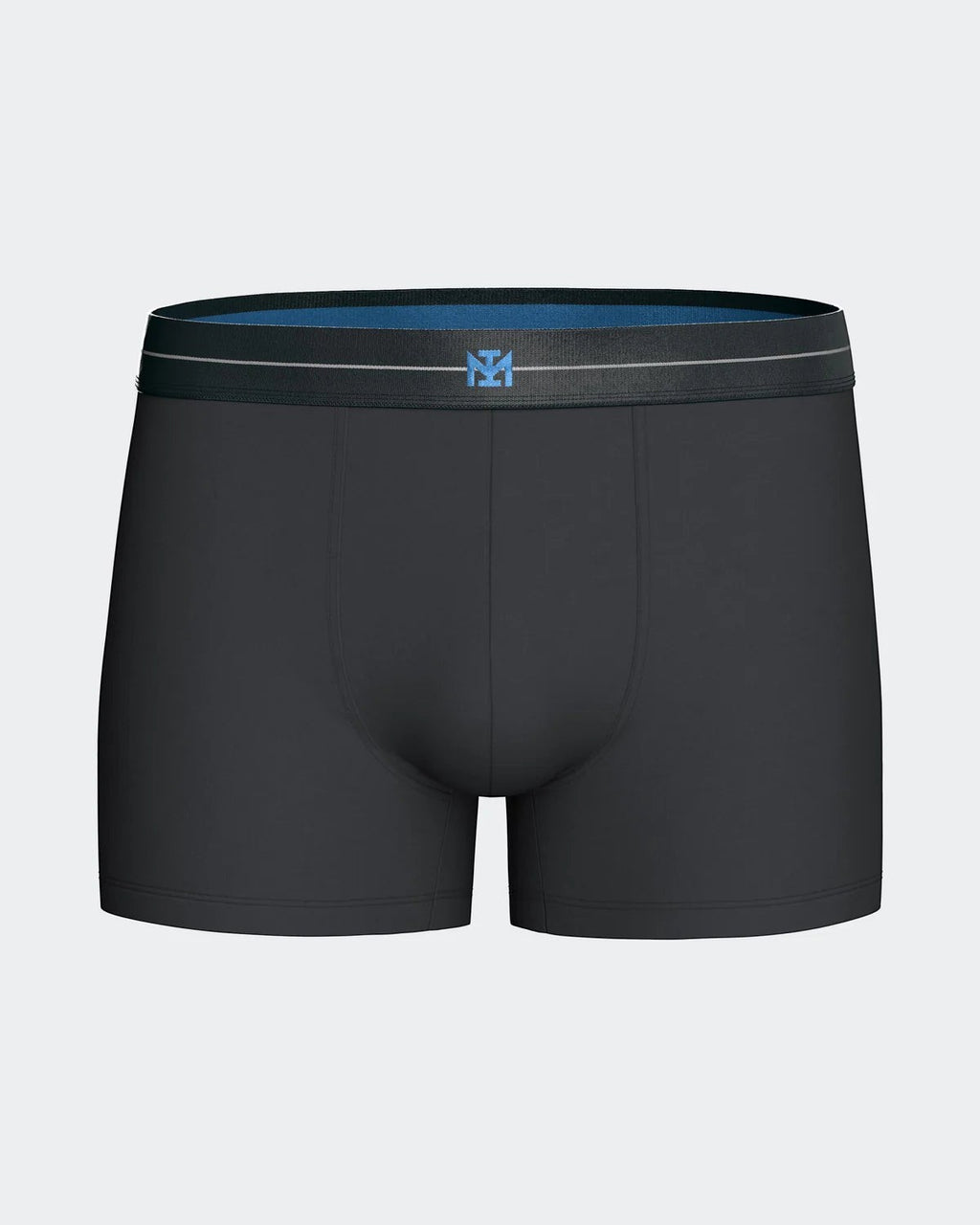 Maison Sarava men's dark grey cotton boxer briefs with elasticated waistband and blue logo detail.