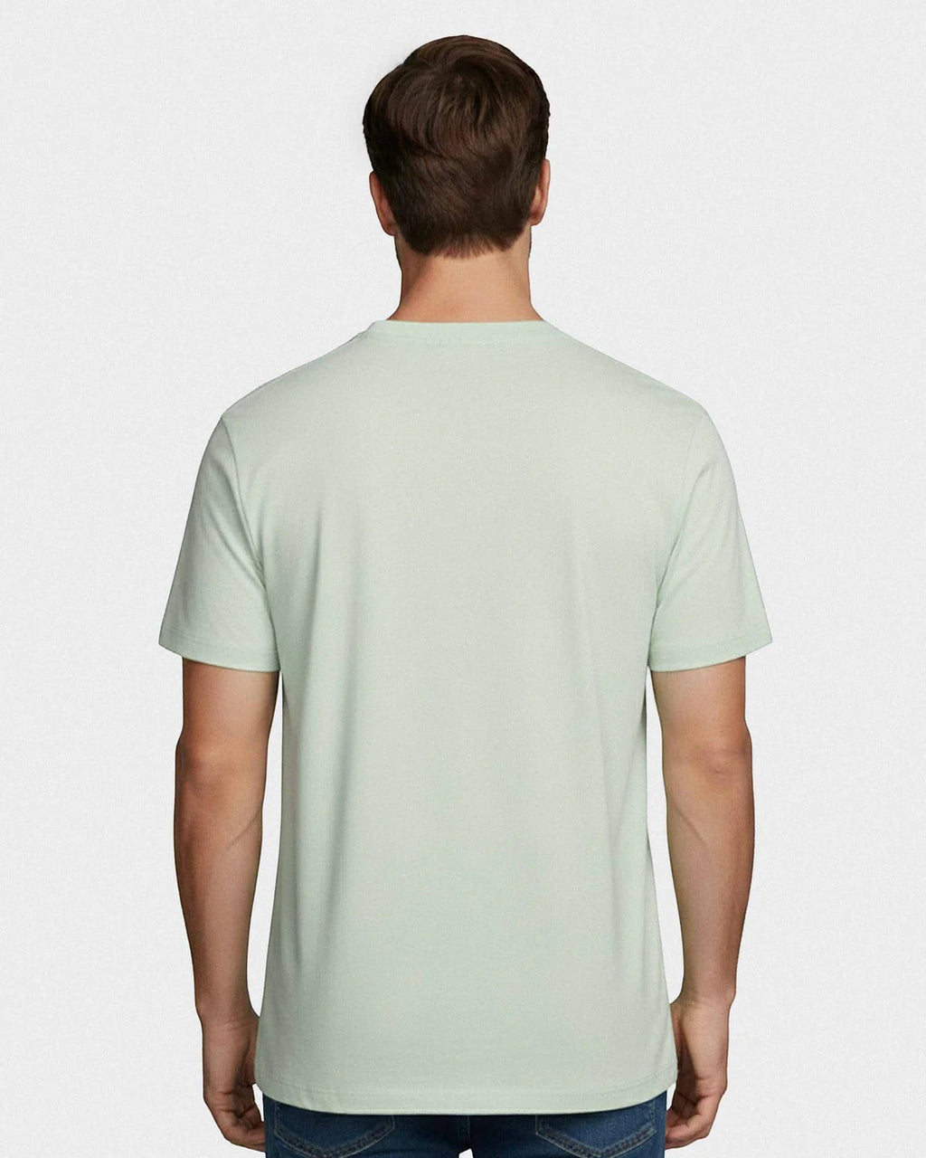 Maison Sarava men's light green cotton t-shirt with round neckline and short sleeves. Made in Portugal.