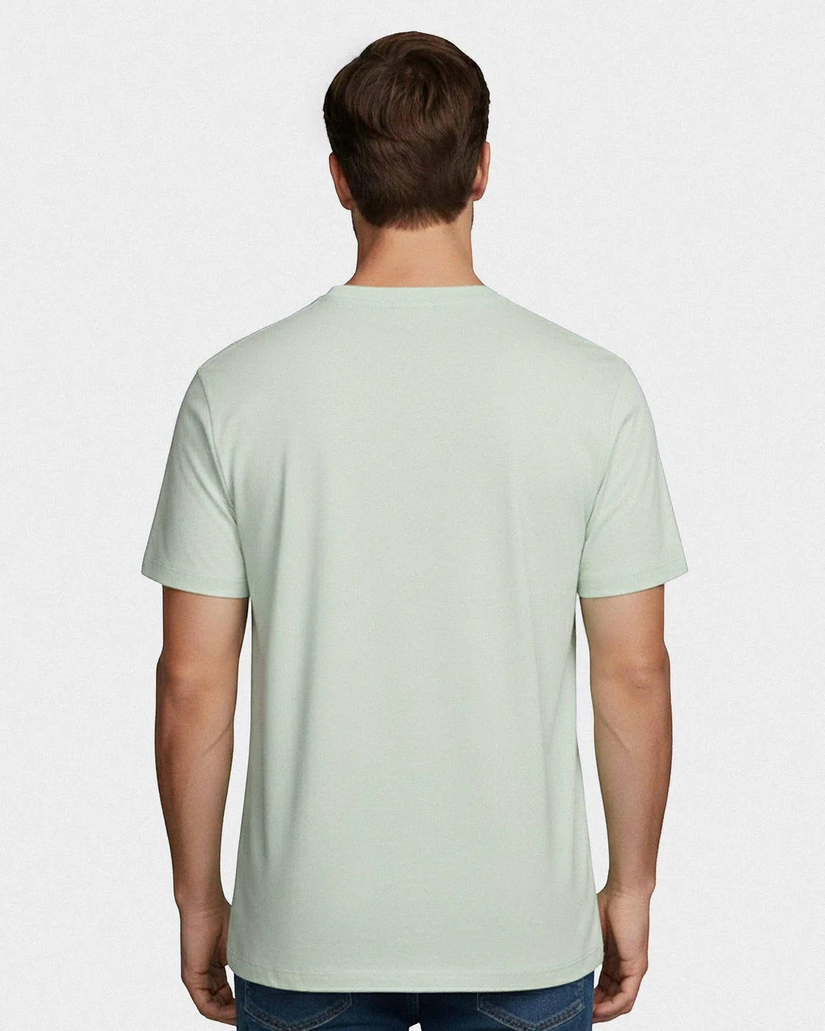 Maison Sarava men's light green cotton t-shirt with round neckline and short sleeves. Made in Portugal.