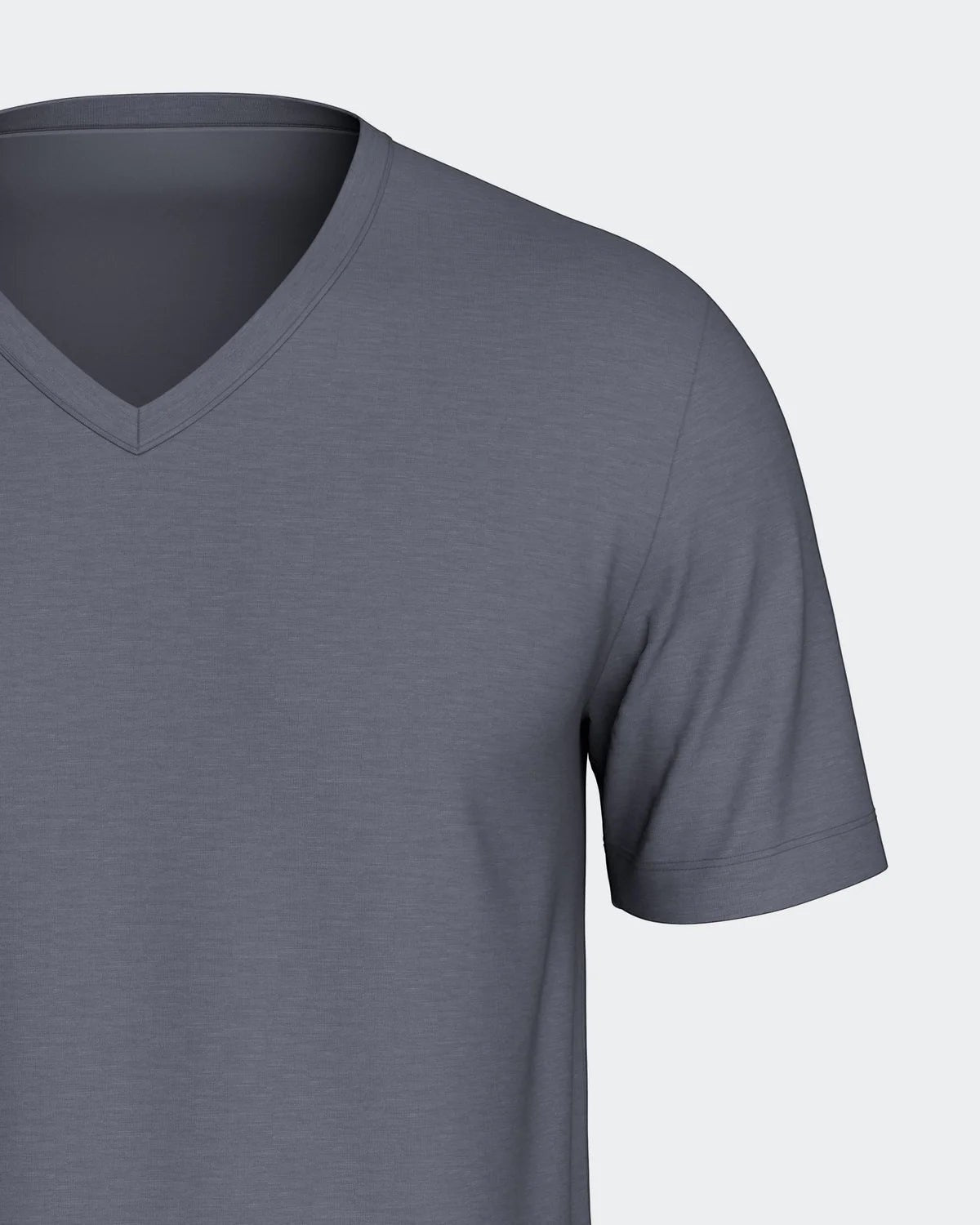 Maison Sarava men's grey short-sleeve V-neck t-shirt made from soft, breathable TENCEL Lyocell.