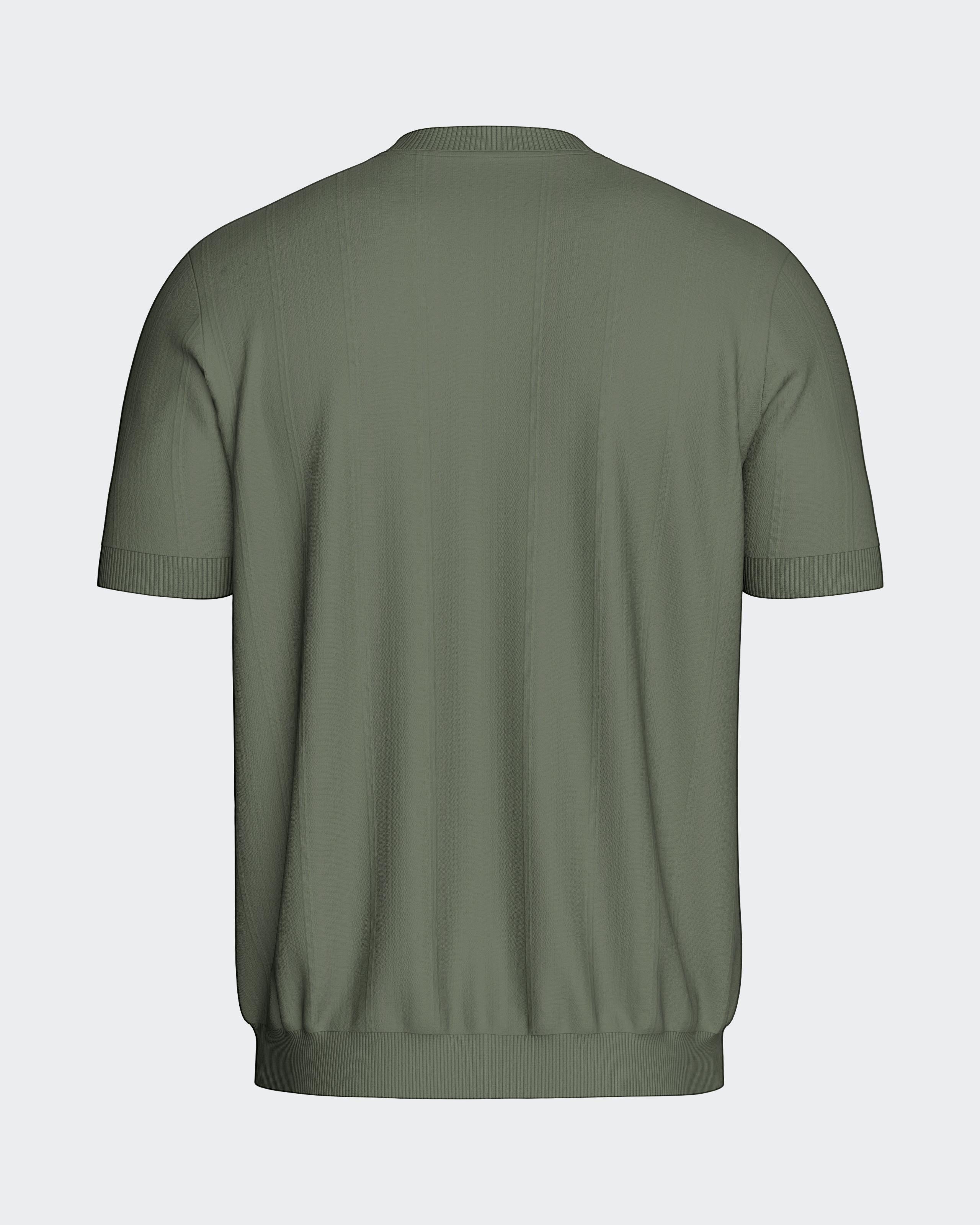 Knit Crew Neck T-Shirt Green | Maison Sarava Canada
