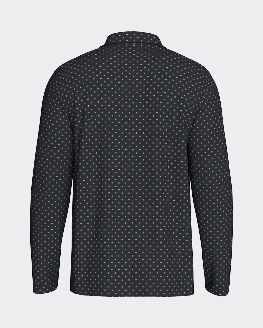 Maison Sarava men's dark grey long sleeve pyjama top with a subtle white micro-print pattern, made from 100% organic cotton.