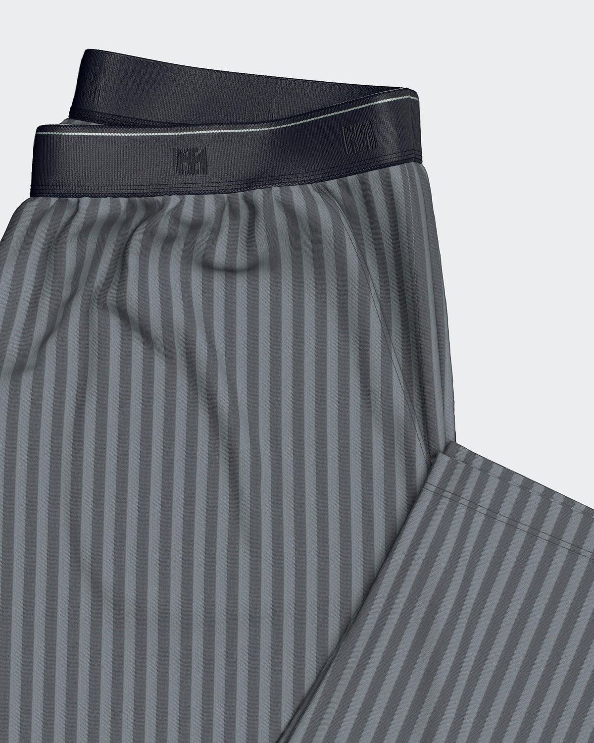 Maison Sarava men's grey striped lounge set. Cotton and TENCEL Modal blend with elastic waistband.