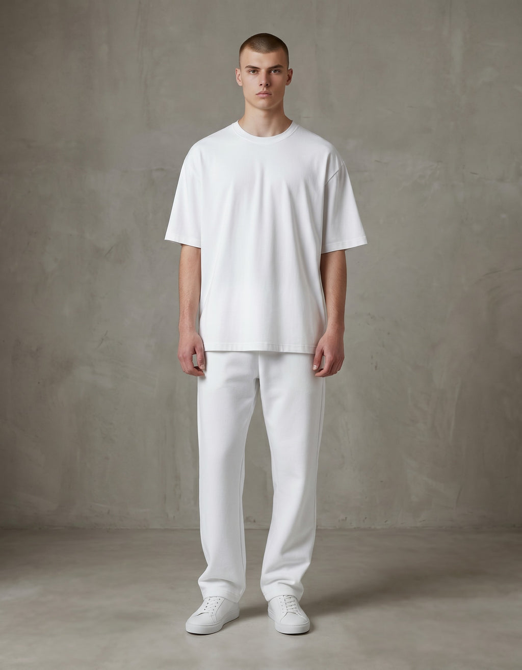 Maison Sarava men's white mercerized cotton t-shirt with round neckline and relaxed fit.