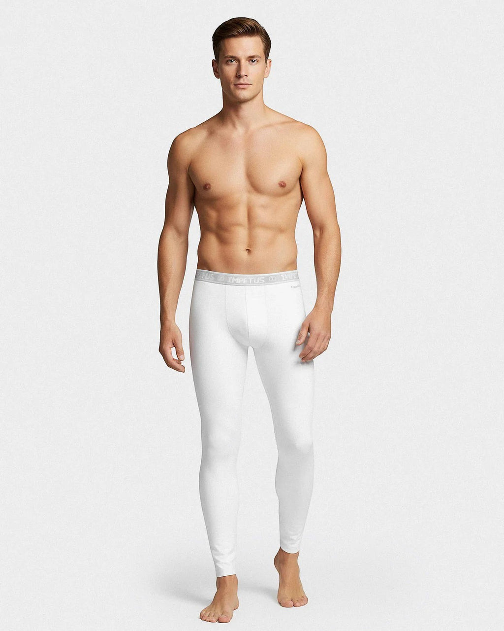 Maison Sarava white men's thermal leggings made from cotton and viscose with Outlast technology for heat regulation.