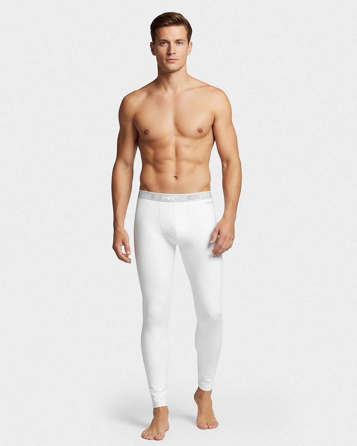 Maison Sarava white men's thermal leggings made from cotton and viscose with Outlast technology for heat regulation.