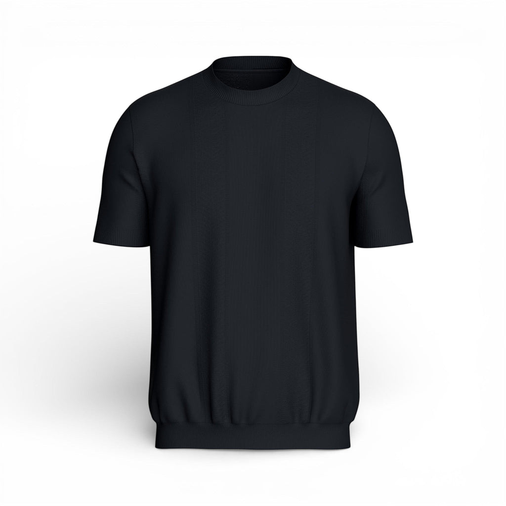 Maison Sarava men's dark navy short-sleeved t-shirt in Lyocell Cotton with a round neckline.