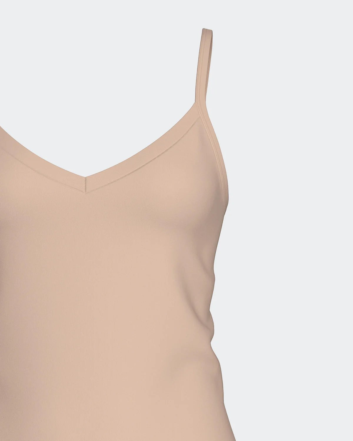 Maison Sarava women's nude V-neck tank top made from TENCEL Lyocell with adjustable straps.