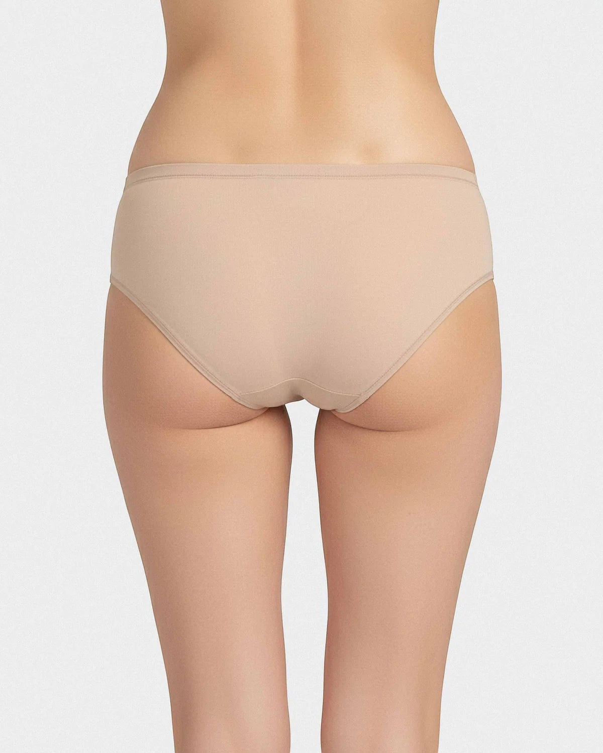 Maison Sarava light-flow period underwear brief in nude, regular waist, seamless design for comfortable daily wear.