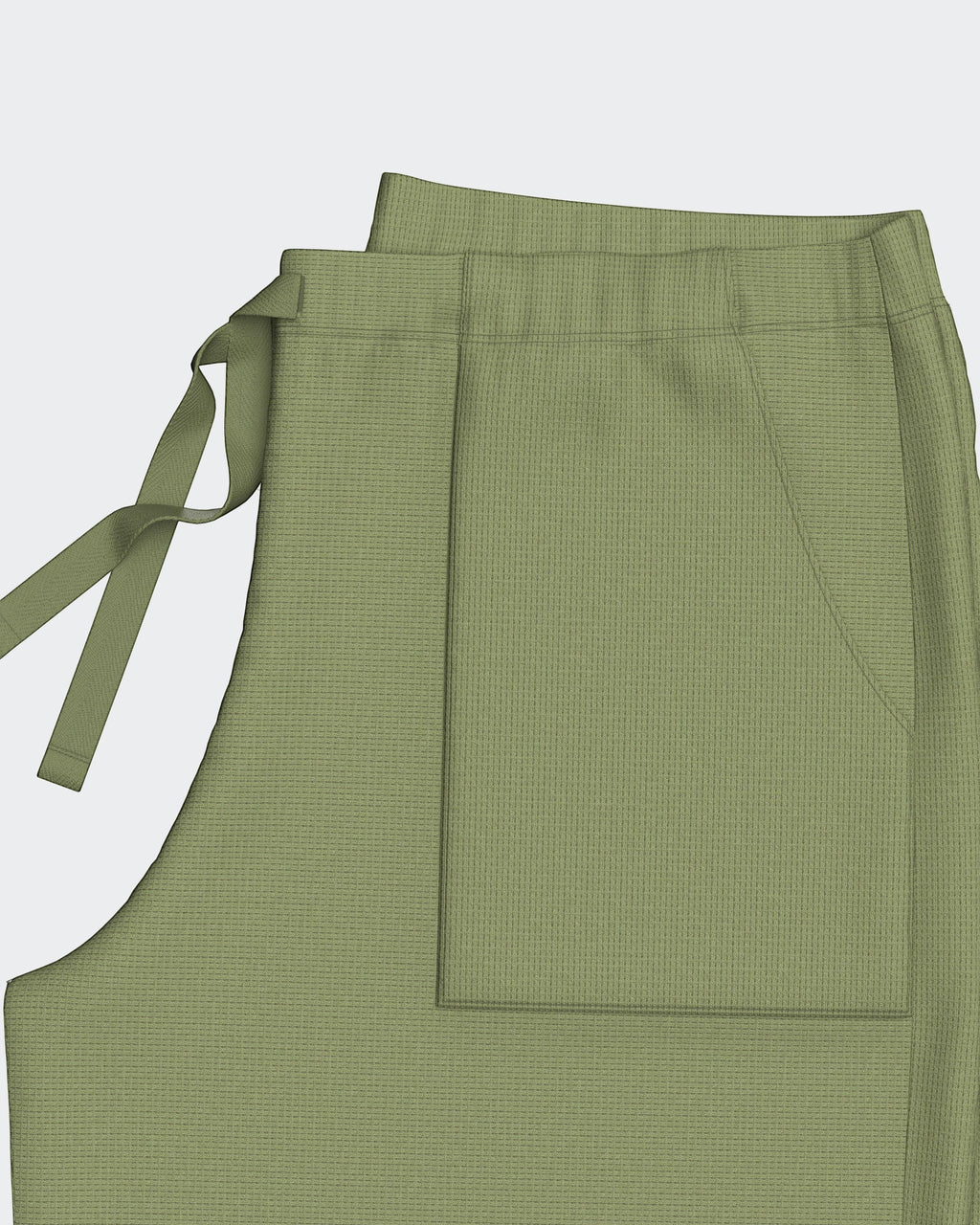 Maison Sarava women's relaxed fit olive green textured knit shorts with side pockets and a tie waist. Made from TENCEL™ Modal.