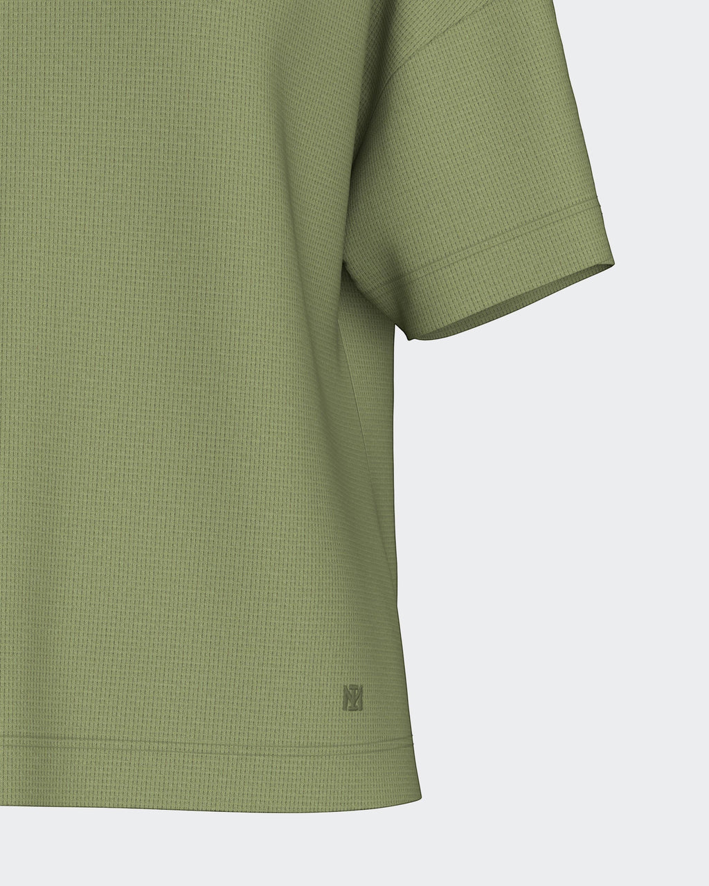 Maison Sarava women's relaxed fit olive green textured knit short-sleeve top made of TENCEL™ Modal and elastane.