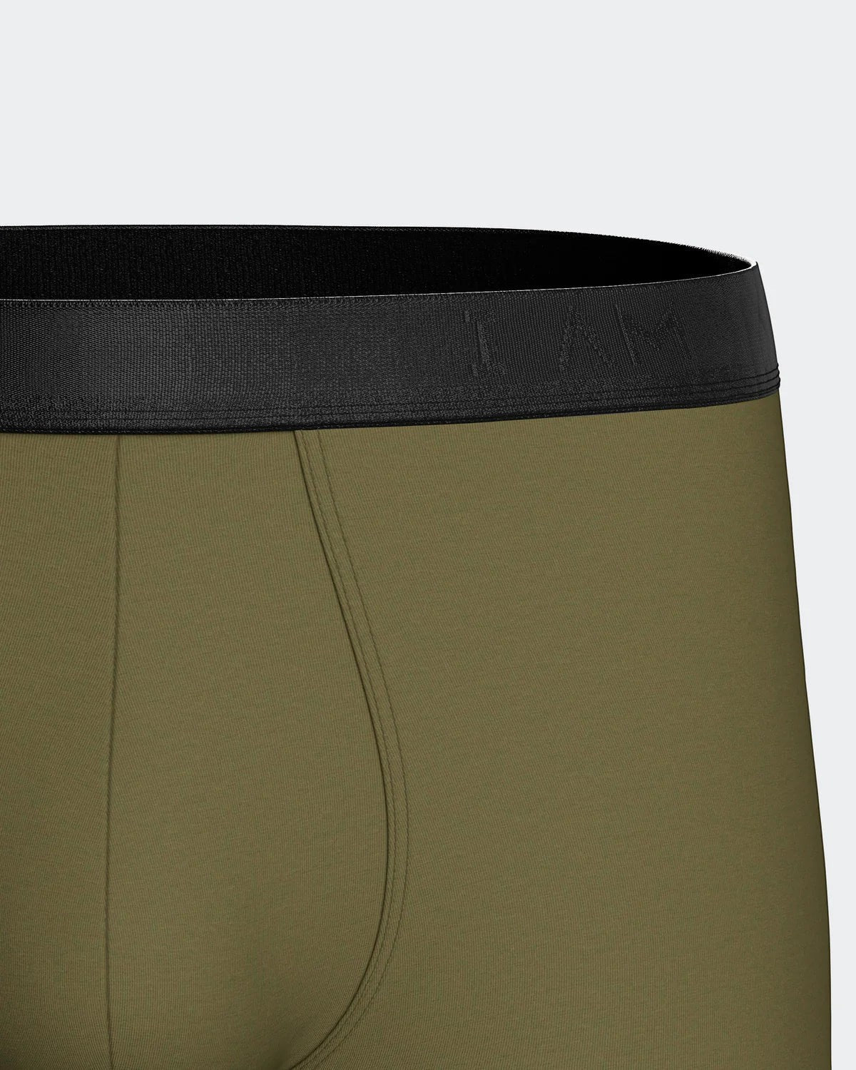 Maison Sarava men's olive green lyocell boxers with black elastic waistband. Soft, breathable fabric for everyday comfort.