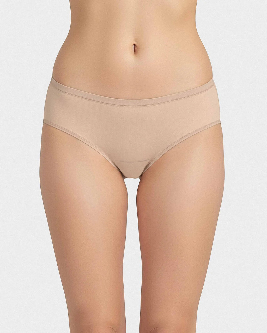Maison Sarava light-flow period underwear brief in beige. Regular waist, comfortable and thin for daily use.