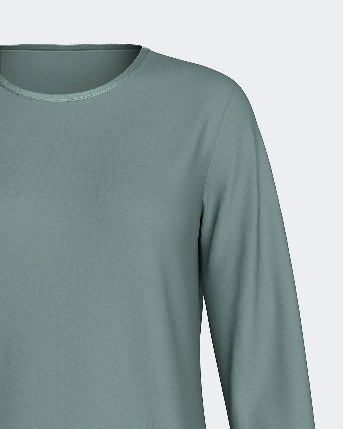 Maison Sarava women's sage green modal long sleeve lounge set top with crew neck.