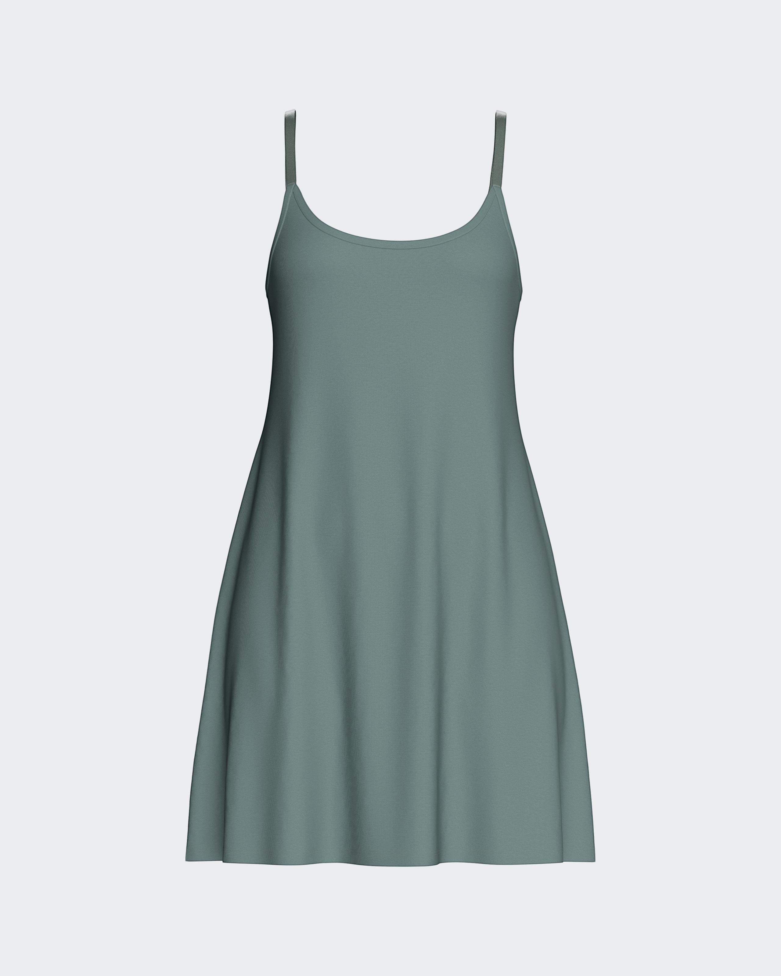Maison Sarava women's sage green V-neck modal nightdress with adjustable thin straps.
