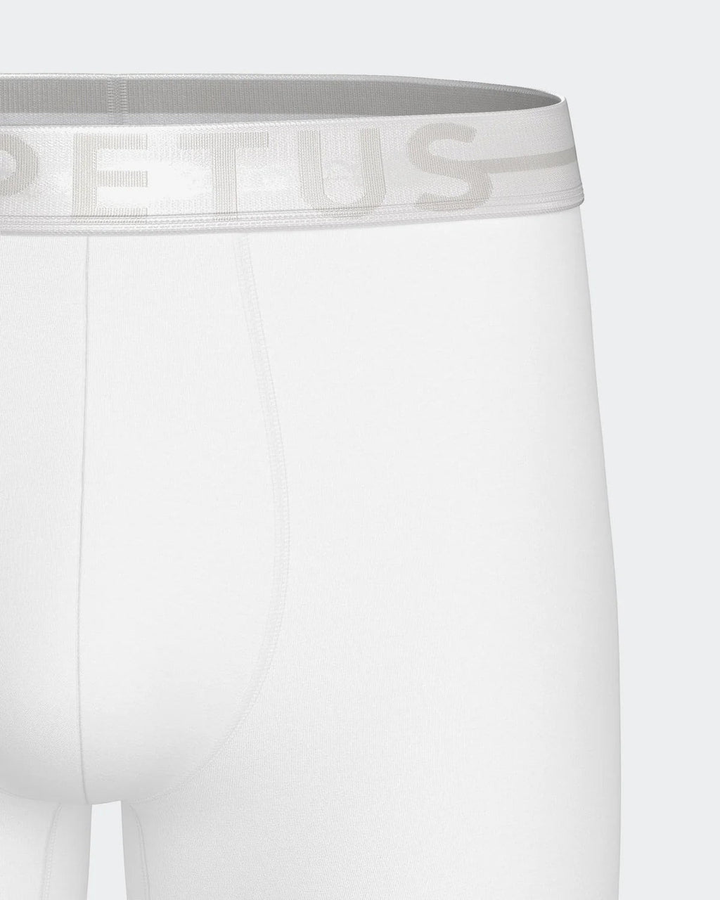 Maison Sarava white cotton stretch long boxer briefs with elastic waistband.
