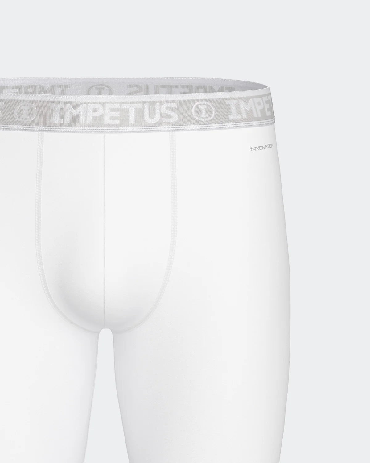 Maison Sarava white men's leggings with elastic waistband and 'Innovation' detail. Made from cotton and viscose with Outlast® technology.
