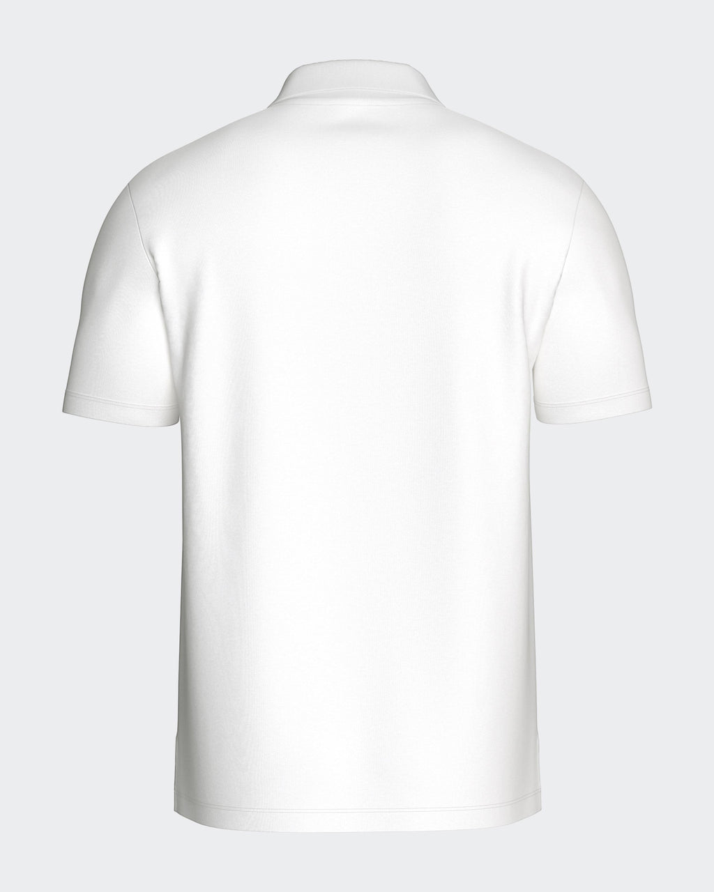 Maison Sarava white classic short sleeve polo shirt with a traditional collar and two-button placket.