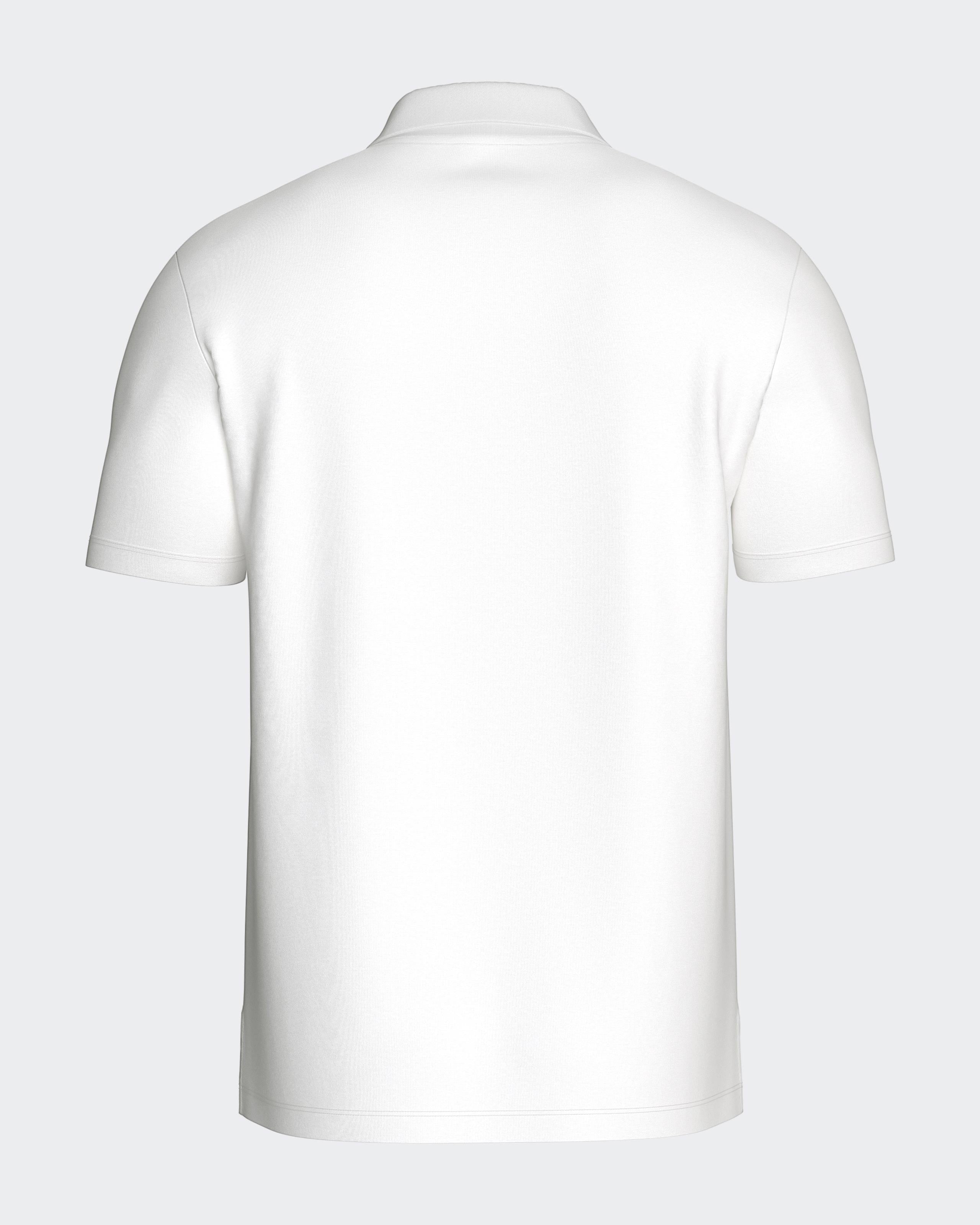 Maison Sarava white classic short sleeve polo shirt with a traditional collar and two-button placket.
