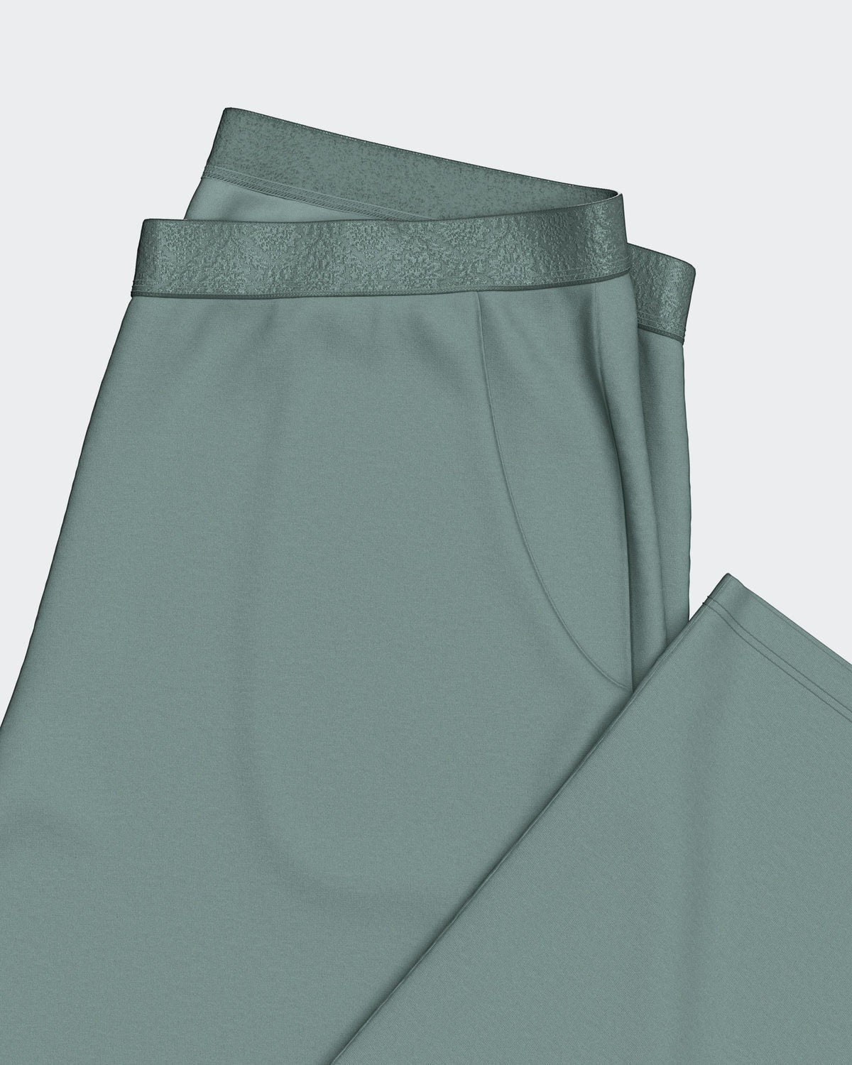 Maison Sarava women's sage green modal lounge set with satin waistband and side pockets.