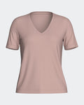 Maison Sarava women's dusty rose V-neck short-sleeved t-shirt made from TENCEL Lyocell.