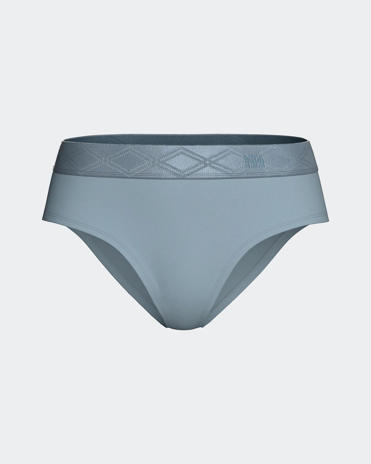 Maison Sarava women's light blue Lyocell briefs with a decorative satin elasticated waistband.