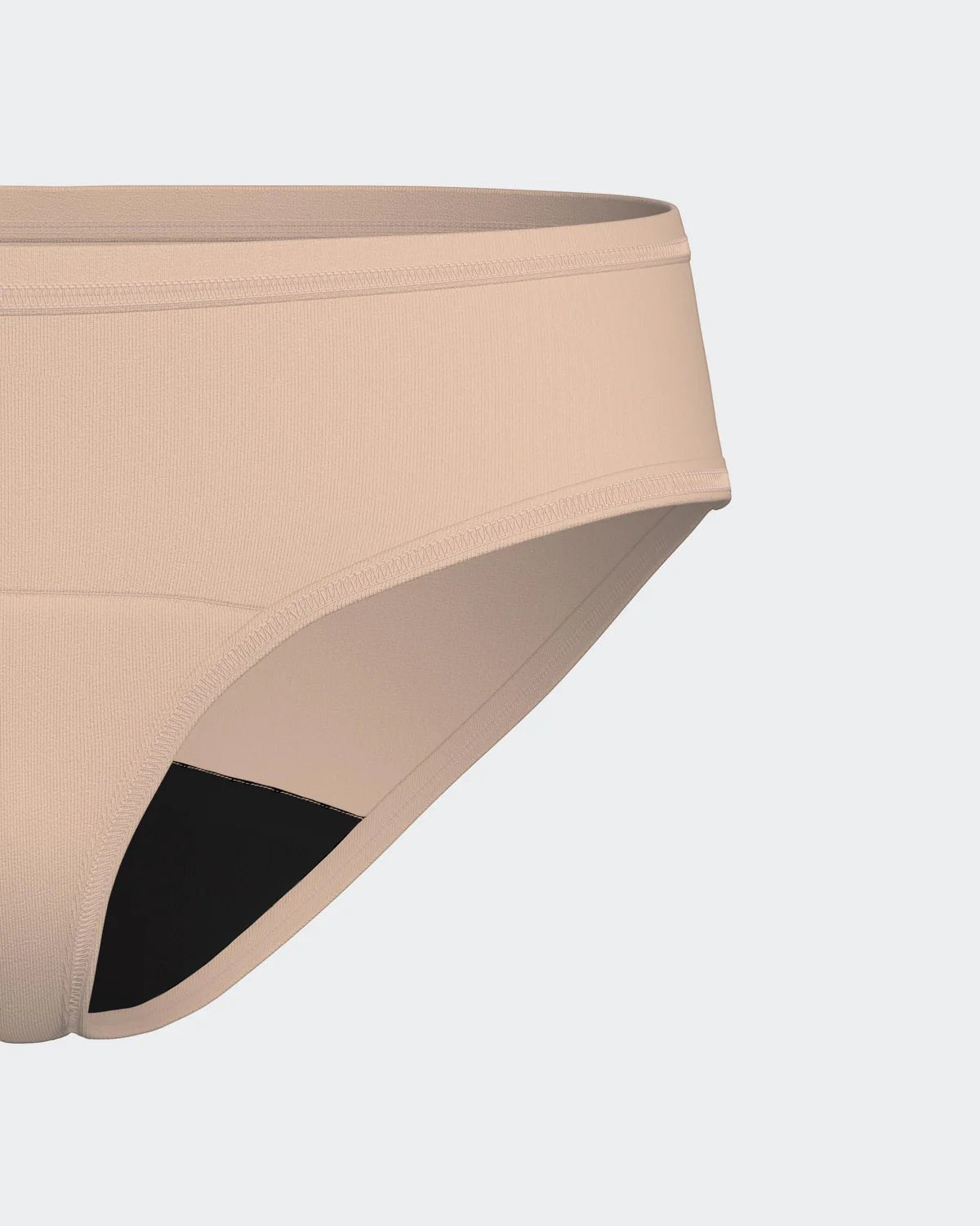 Maison Sarava women's light-flow period underwear in beige, regular waist, washable and reusable.