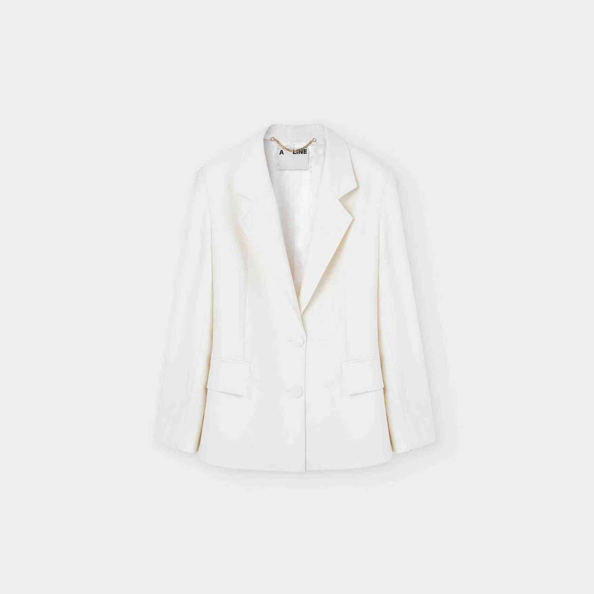 Single Breasted Fitted Blazer in white
