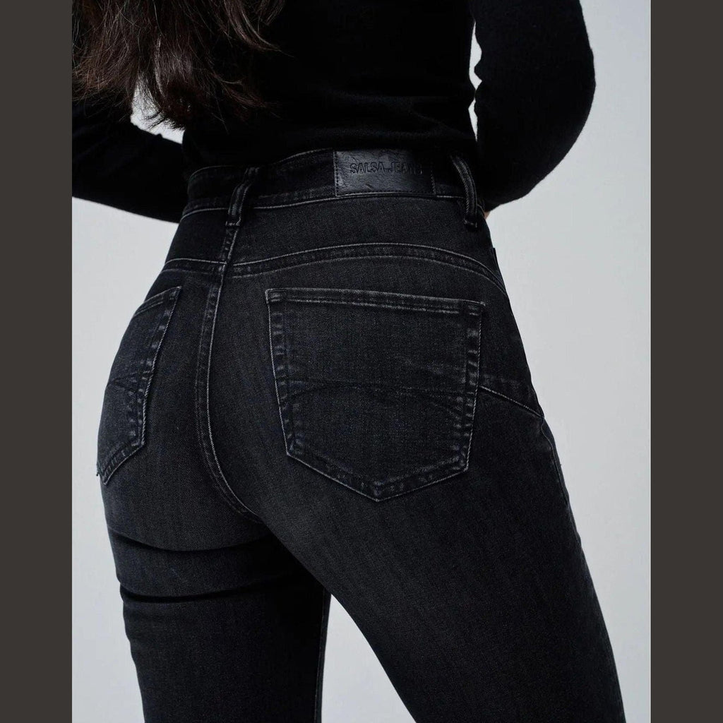 Women's High-Rise Straight-Leg Jeans in Black — Salsa Jeans | Maison Sarava Canada